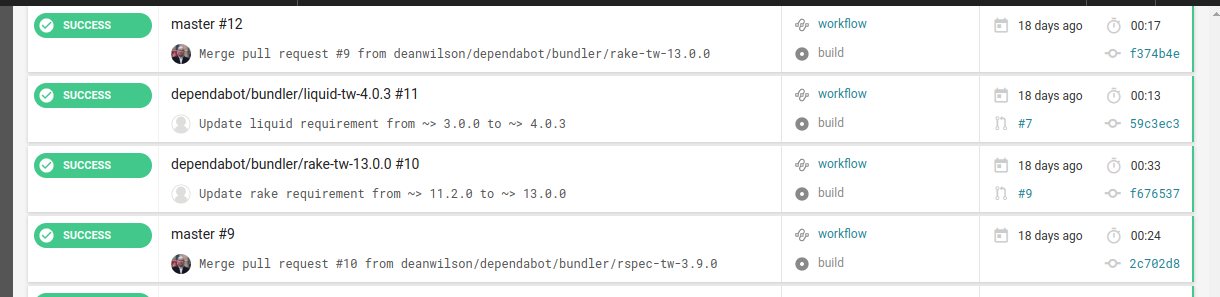 WebUI showing multiple PR runs