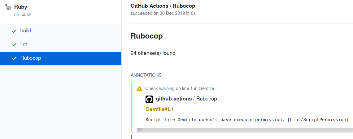WebUI showing rubocop violations